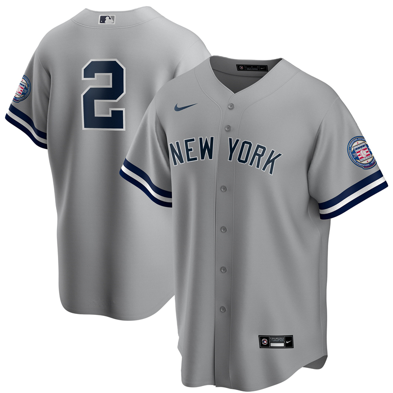 2020 MLB Men New York Yankees 2 Derek Jeter Nike Gray 2020 Hall of Fame Induction Replica Jersey 1
